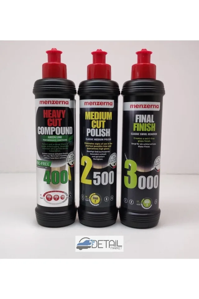 Menzerna Yeşil 400 Kalın Pasta 2500 İnce Pasta 3000 Hare Giderici Set 250 ml