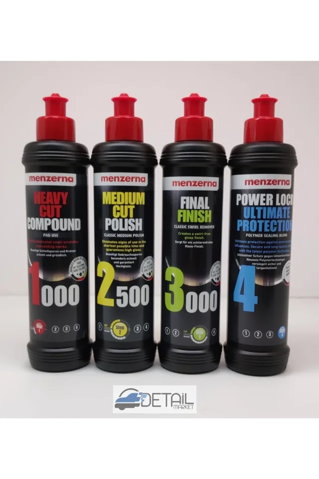 Menzerna 1000 Kalın Pasta 2500 İnce Pasta 3000 Hare Giderici Powerlock Boya Koruma Seti 250 ml