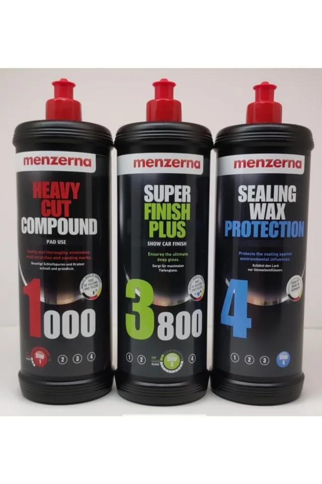 Menzerna 1000 Kalın Pasta 3800 Hare Giderici Sealingwax Boya Koruma Seti 1 lt