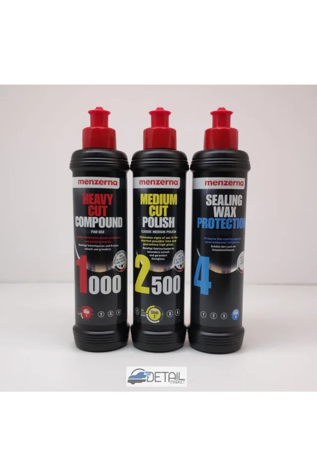 Menzerna 1000 Kalın Pasta 2500 İnce Pasta Sealingwax Boya Koruma Seti 250 ml