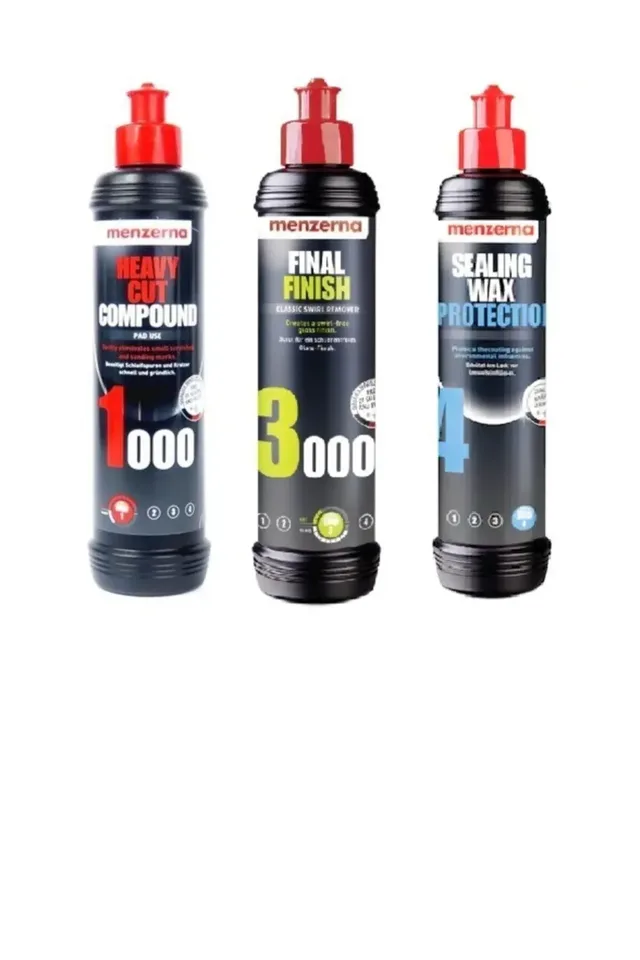 Menzerna 1000 Kalın Pasta 3000 Hare Giderici Sealingwax Boya Koruma Seti 250 ml
