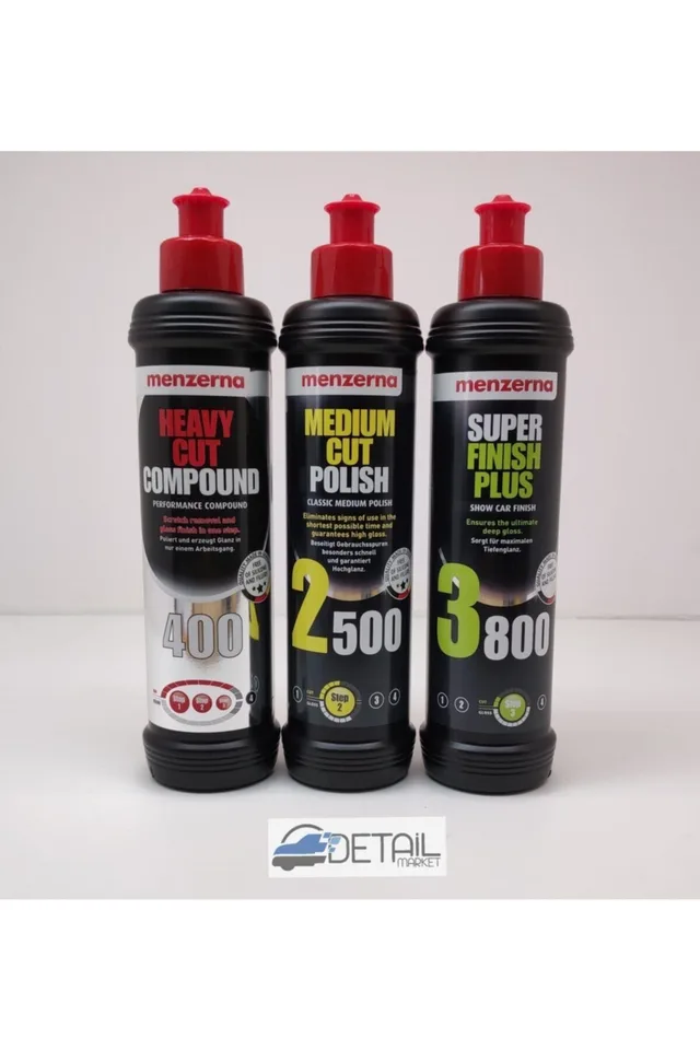 Menzerna 400 Kalın Pasta 2500 İnce Pasta 3800 Hare Giderici Set 250 ml