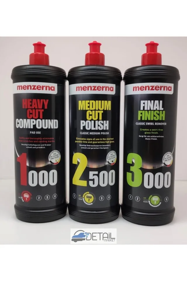 Menzerna 1000 Kalın Pasta 2500 İnce Pasta 3000 Hare Giderici Set 1 lt
