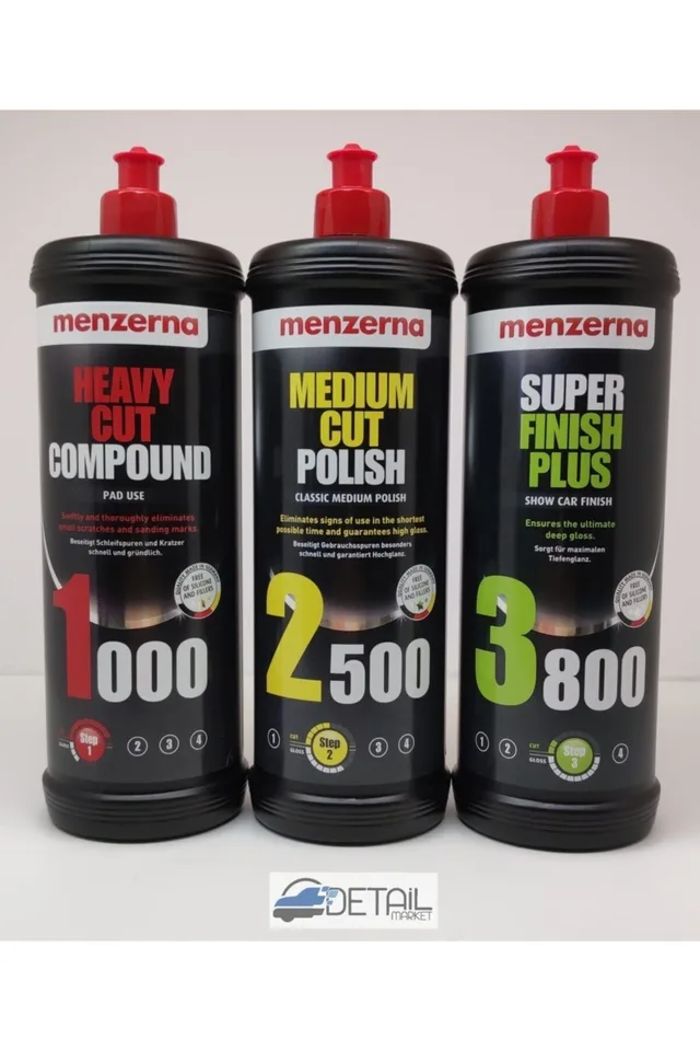 Menzerna 1000 Kalın Pasta 2500 İnce Pasta 3800 Hare Giderici Seti 1 lt