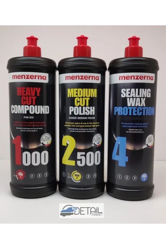Menzerna 1000 Kalın Pasta 2500 İnce Pasta Sealingwax Boya Koruma Seti 1 lt