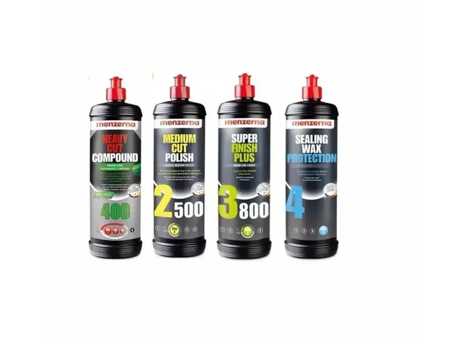 Menzerna Yeşil 400 Kalın Pasta 2500 İnce Pasta 3800 Hare Giderici ve Sealingwax Boya Koruyucu Set 1 lt